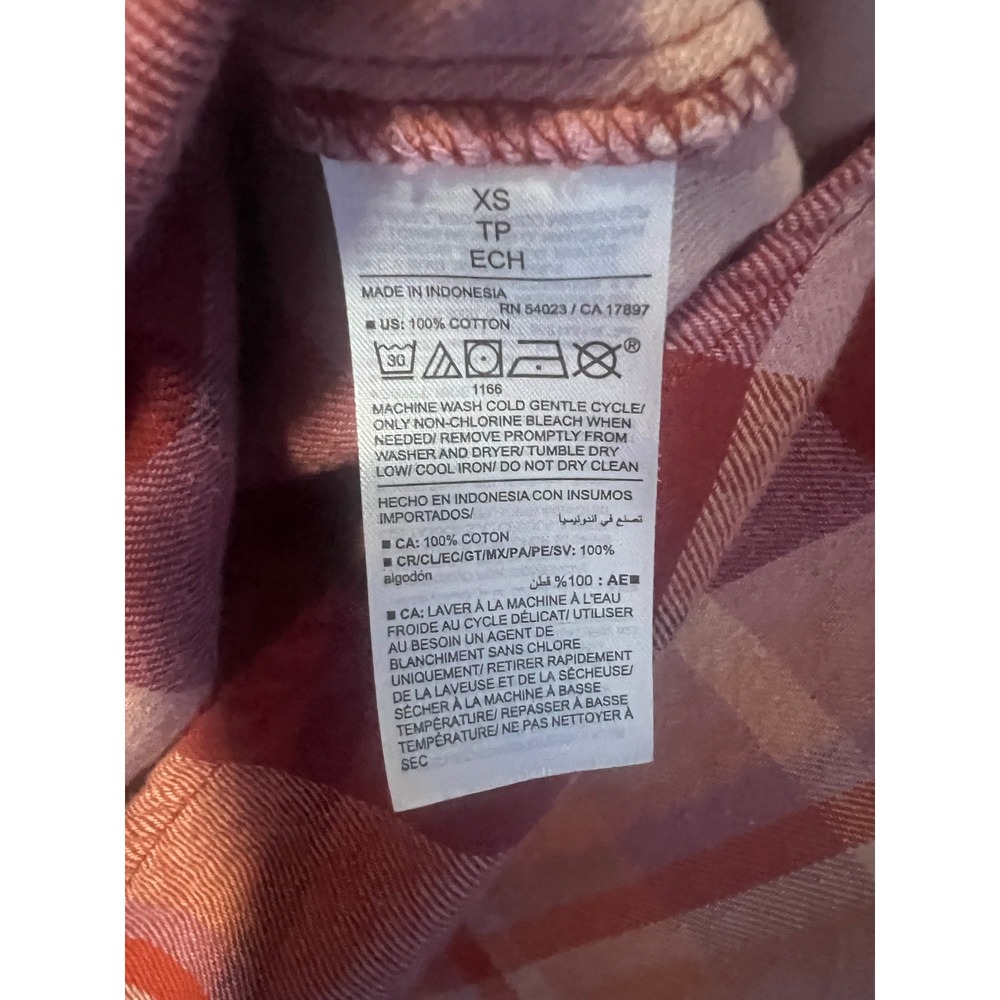 Old Navy Flannel Boyfriend Shirt Womens XS Pink Plaid - Picture 6 of 6